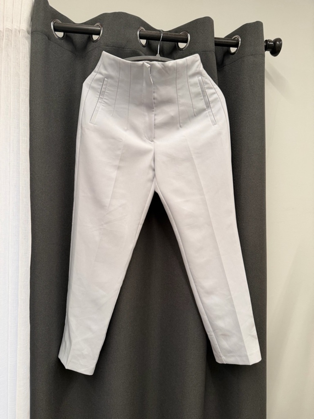 Zara Light Gray High-Waist Tapered Pants